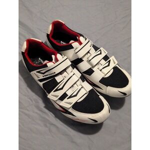Venzo Cycling Shoes Mens US 14 EU 49 White Black Red 3-Strap